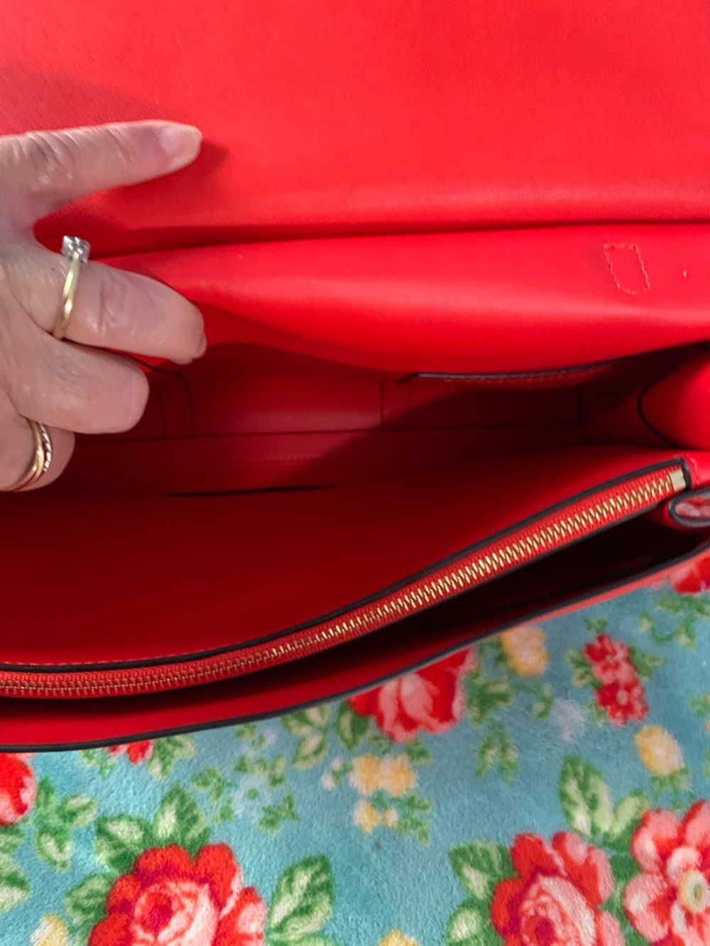 Tory Burch Block T Leather Satchel Crossbody Bag Vibrant Red - Picture 14 of 15
